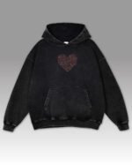 Bluza oversize z kapturem <br>Haft Serca <br>Efekt sprania